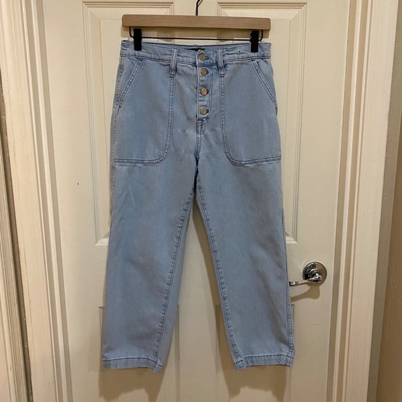 J. Crew Straight Leg Cropped Button Fly Jeans Light Wash Size‎ 29P - Picture 2 of 10